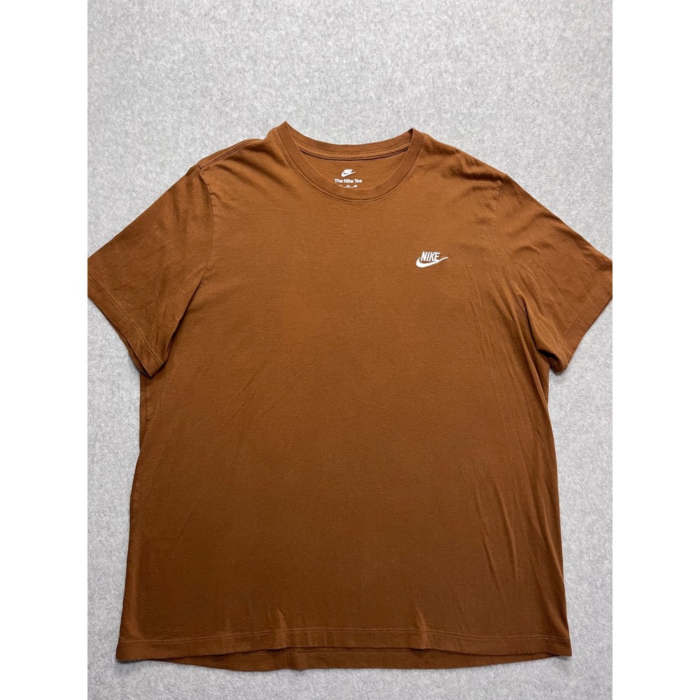 Nike Sportswear Futura Logo T-Shirt Mens XXL Brown Short Sleeve Cotton Tee